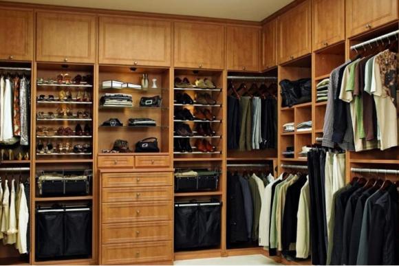 Walk In Wardrobe with Ornate Drawer Faces